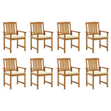 Patio Chairs with Cushions 8 pcs Solid Acacia Wood