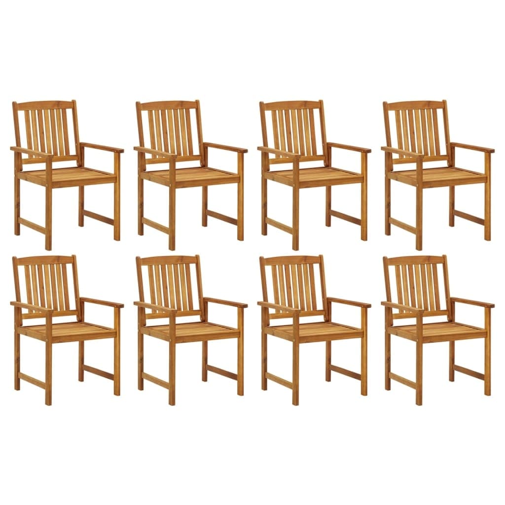 Patio Chairs with Cushions 8 pcs Solid Acacia Wood