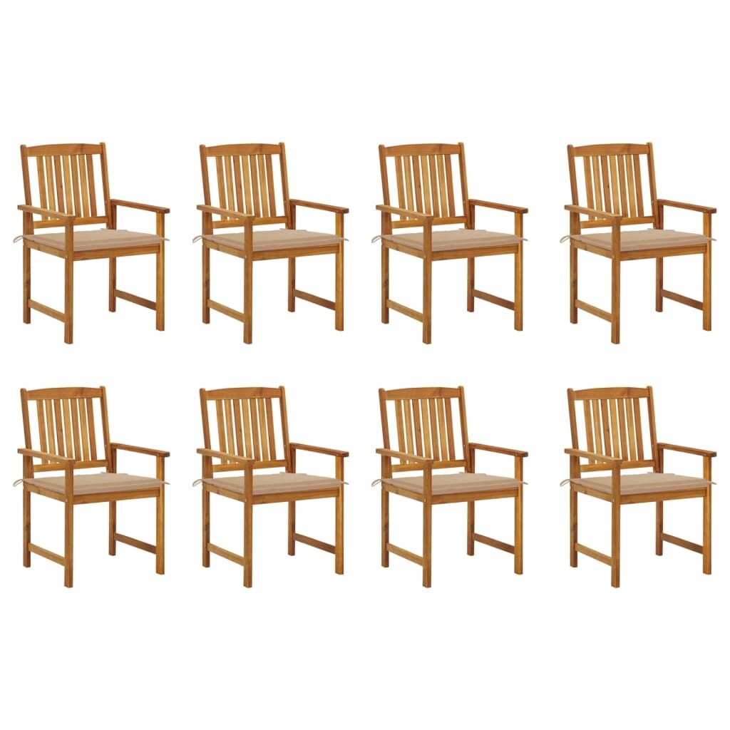 Patio Chairs with Cushions 8 pcs Solid Acacia Wood
