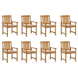 Patio Chairs with Cushions 8 pcs Solid Acacia Wood
