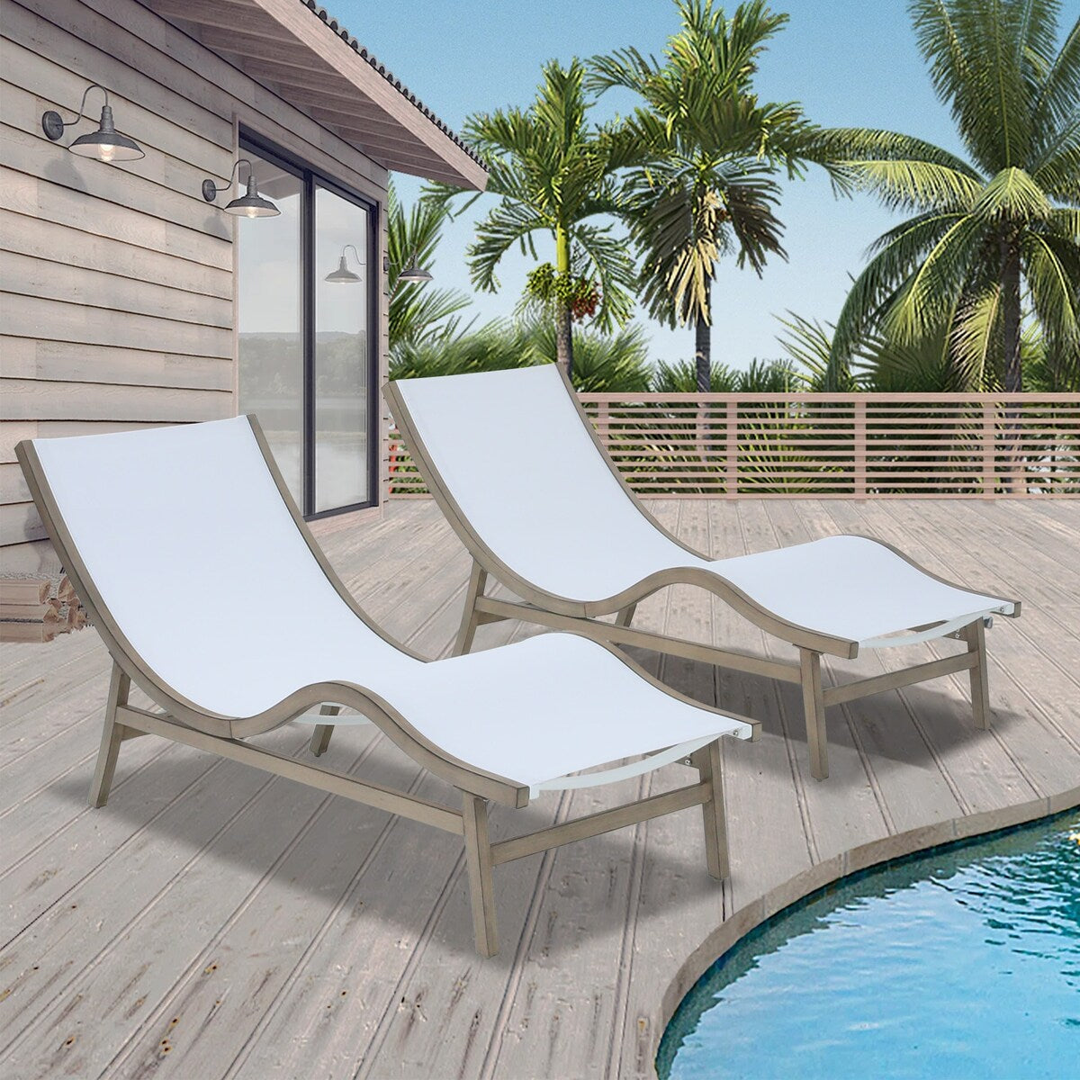 Patio Chaise Lounge Chair Outdoor Sun Lounger Set of 2