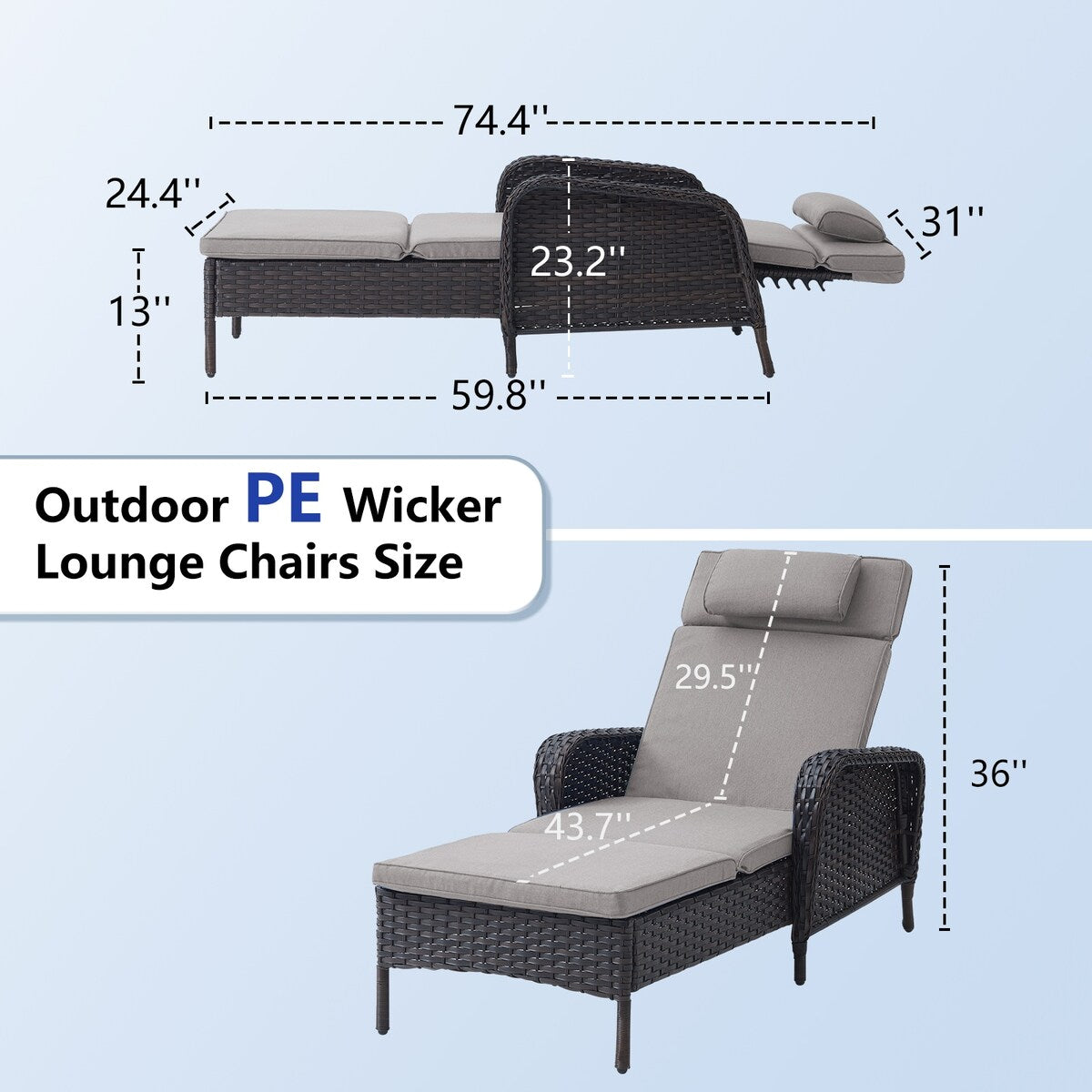 Patio Chaise Lounge with Cushion
