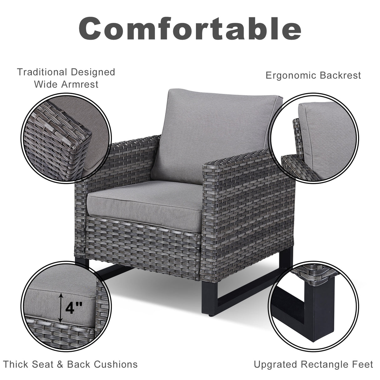 Patio Conversation Set with Fire Pit Table and Side Table