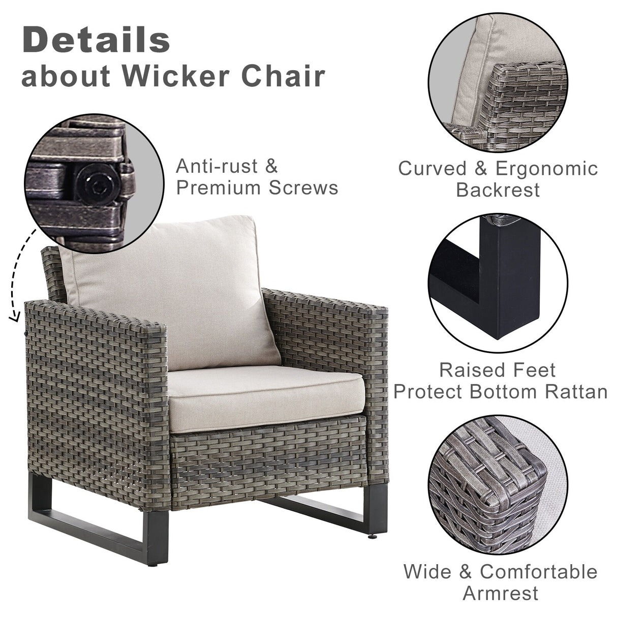 Patio Conversation Set with Fire Pit Table and Side Table
