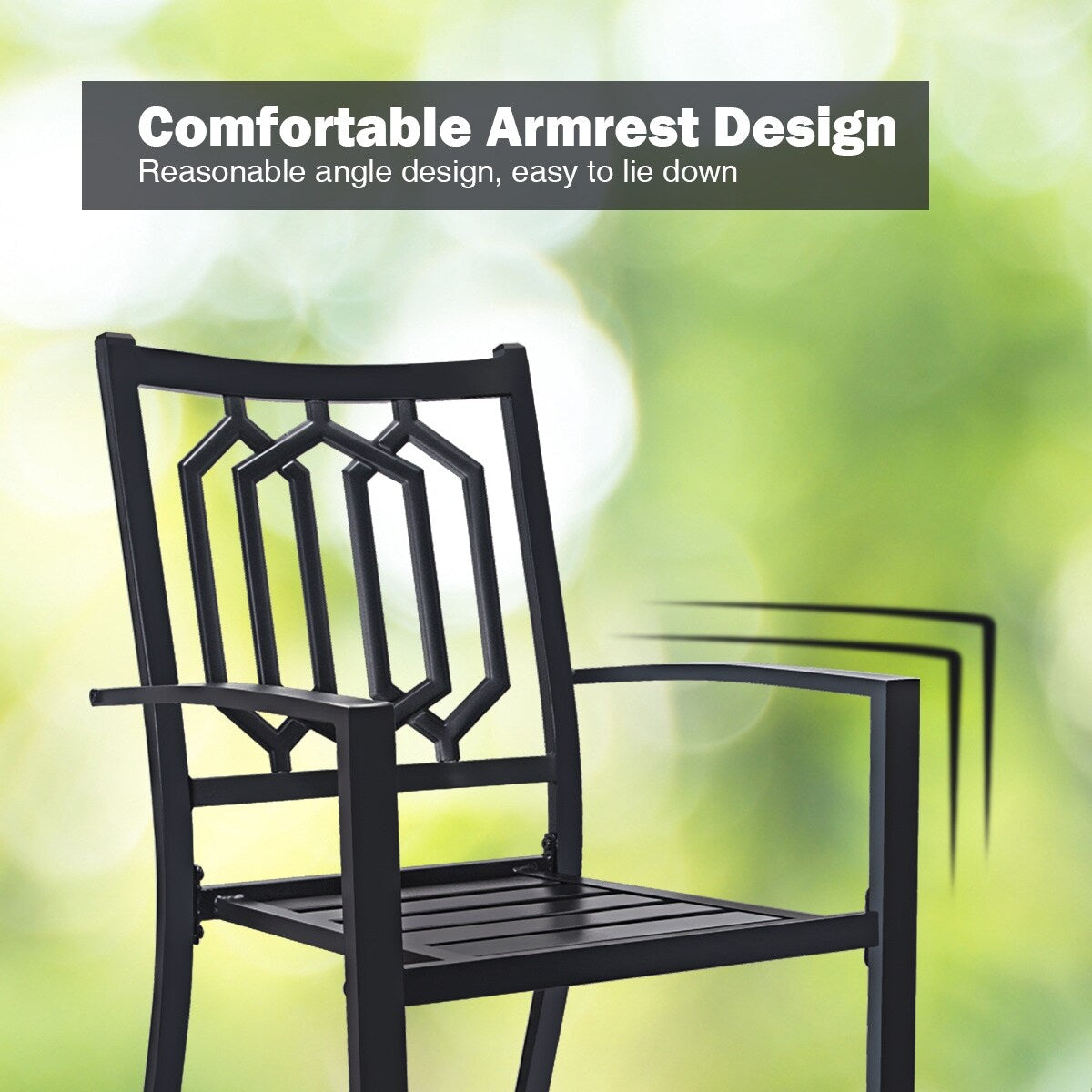 Patio Dining Chairs Set of 2 Outdoor Metal Stackable Arm Chairs - 25*22.5*35