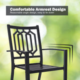 Patio Dining Chairs Set of 2 Outdoor Metal Stackable Arm Chairs - 25*22.5*35