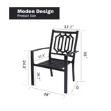 Patio Dining Chairs Set of 2 Outdoor Metal Stackable Arm Chairs - 25*22.5*35