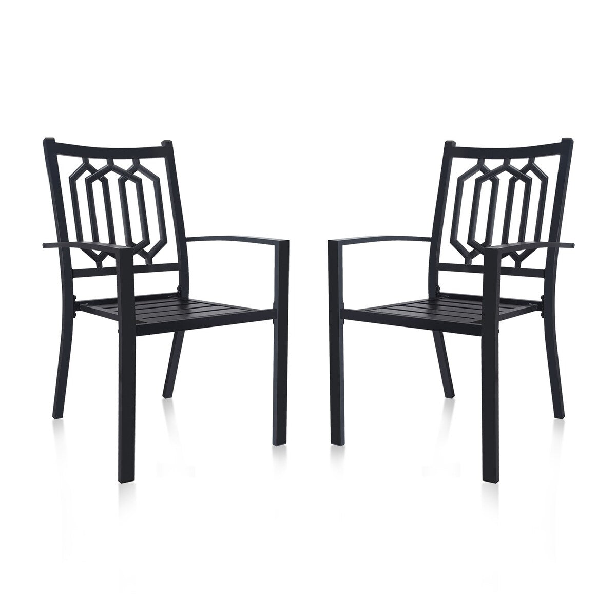 Patio Dining Chairs Set of 2 Outdoor Metal Stackable Arm Chairs - 25*22.5*35