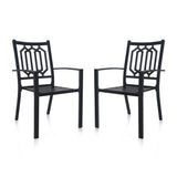 Patio Dining Chairs Set of 2 Outdoor Metal Stackable Arm Chairs - 25*22.5*35