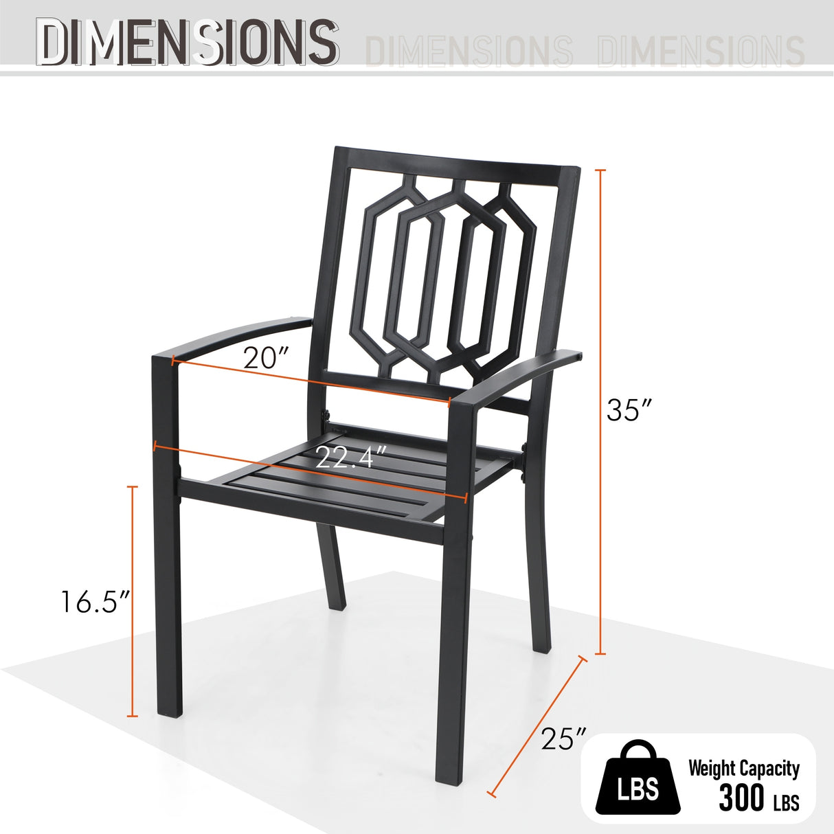 MAISON ARTS Patio E-coated Weather-resistant Stackable Dining Armchairs (Set of 2)
