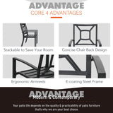 MAISON ARTS Patio E-coated Weather-resistant Stackable Dining Armchairs (Set of 2)