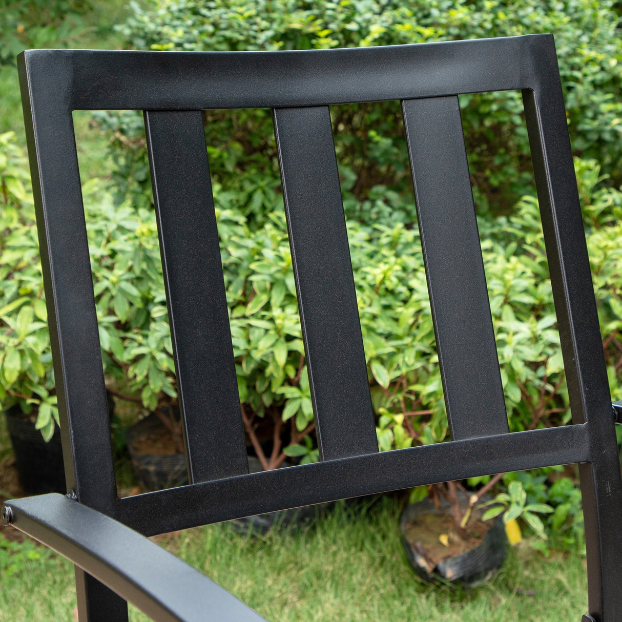MAISON ARTS Patio E-coated Weather-resistant Stackable Dining Armchairs (Set of 2)