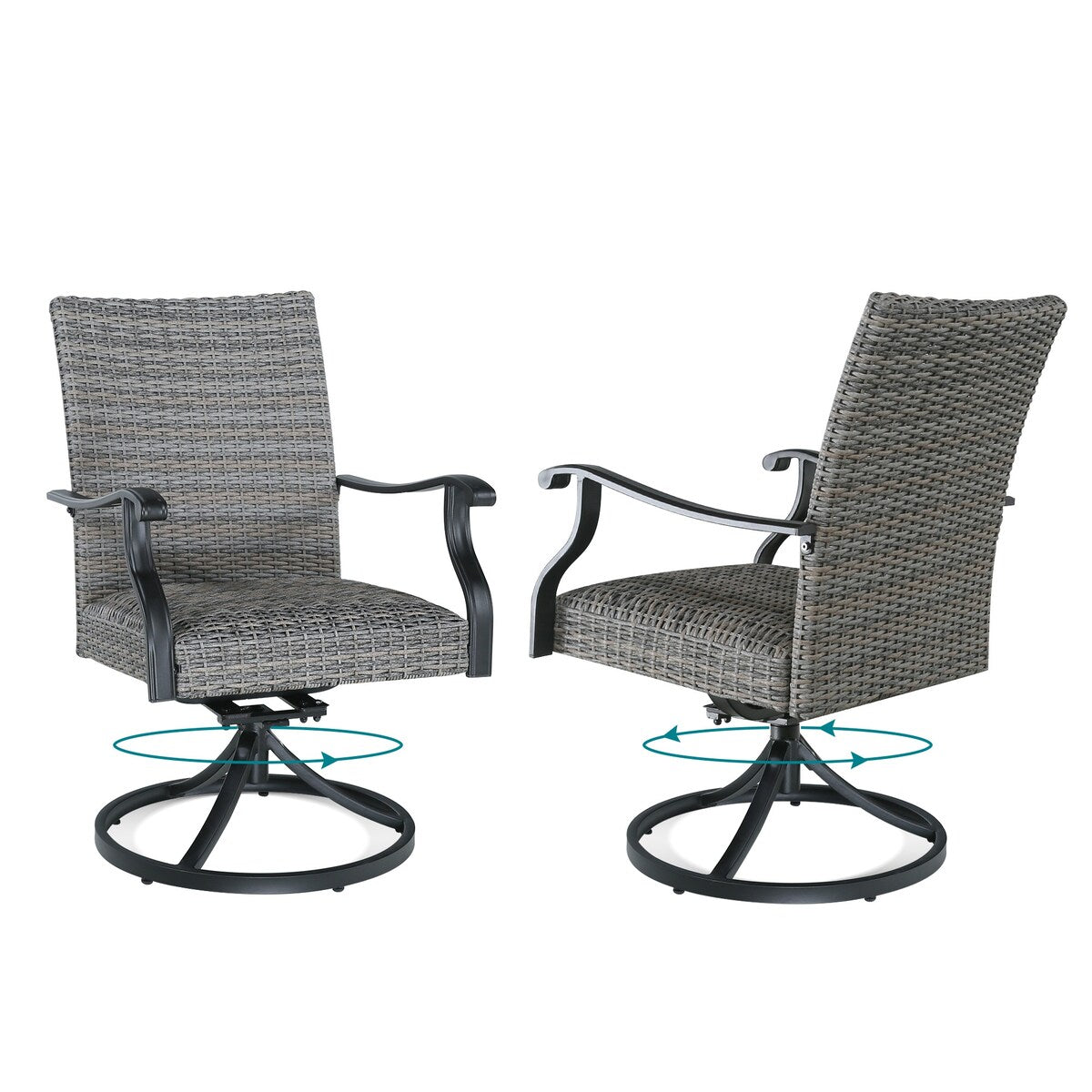Patio Dining Set with 6 Wicker Arm Chairs, 2 Swivel Chairs and 1 Table