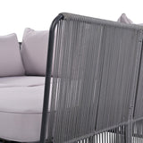 Patio Double Chaise Lounge Daybed with Coffee Table, Beige+Natural