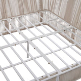Patio Double Chaise Lounge Daybed with Coffee Table, Beige+Natural