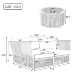 Patio Double Chaise Lounge Daybed with Coffee Table, Beige+Natural