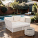Patio Double Chaise Lounge Daybed with Coffee Table, Beige+Natural