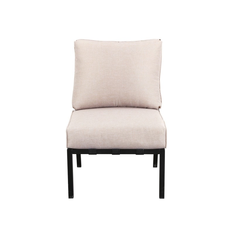 Patio Festival Outdoor Wave-Arm Col. Metal Armless Chair with Cushions