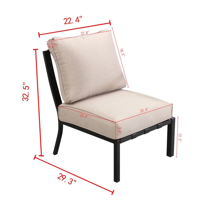 Patio Festival Outdoor Wave-Arm Col. Metal Armless Chair with Cushions