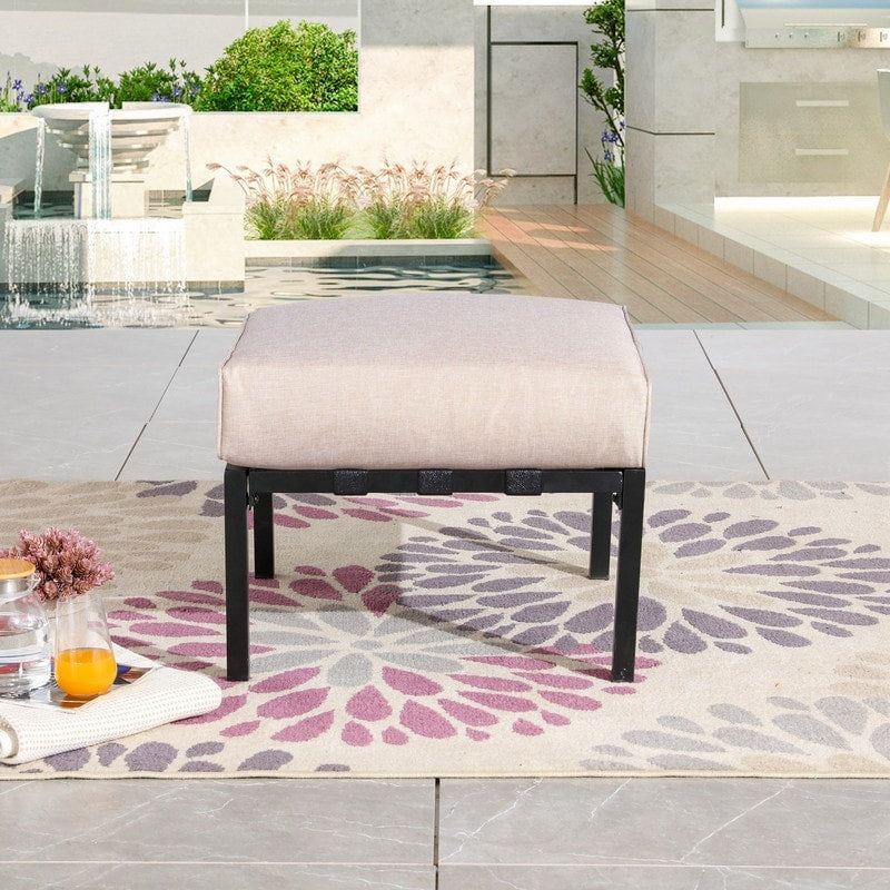 Patio Festival Outdoor Wave Arm Col. Metal Ottoman with Cushion Overstock