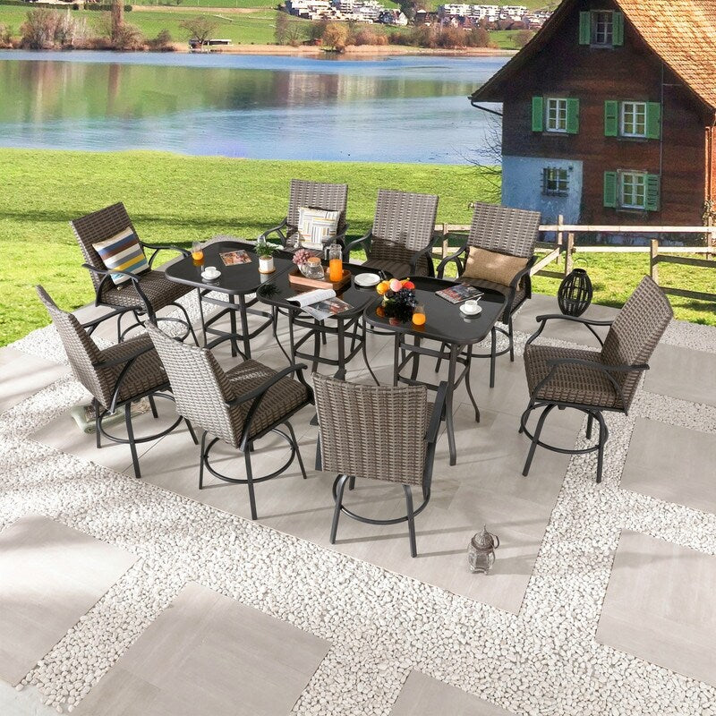 Patio Festival Wicker/Rattan 11-Piece Bar Height Dining Set