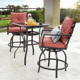 Patio Festival 3-Piece Outdoor High Seating Bistro Set with Swivel Chairs and Table
