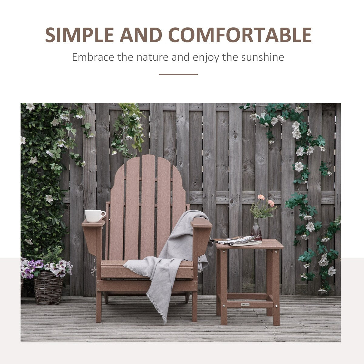 Patio Folding Adirondack Chair,Faux Wood Patio & Fire Pit Chair