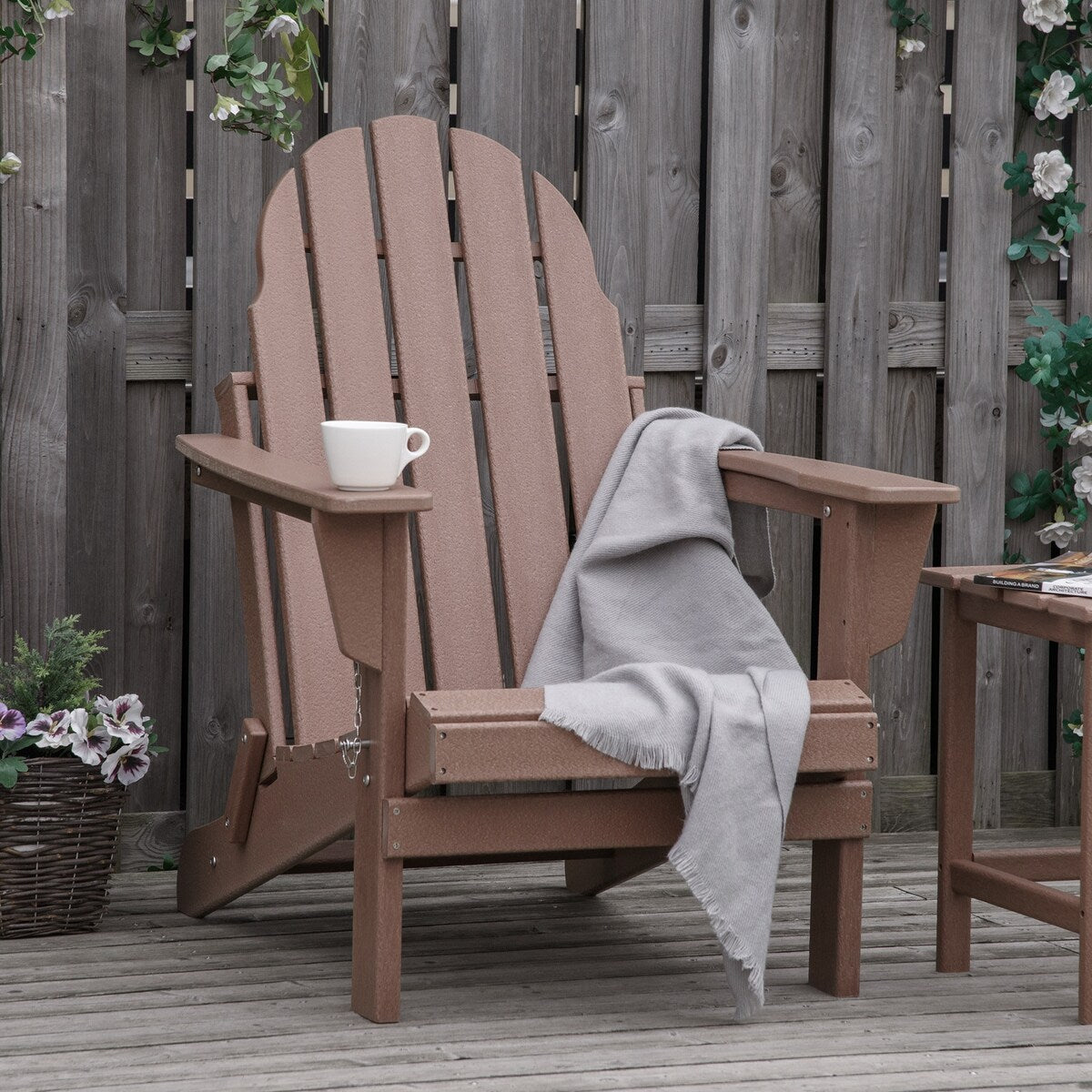 Patio Folding Adirondack Chair,Faux Wood Patio & Fire Pit Chair