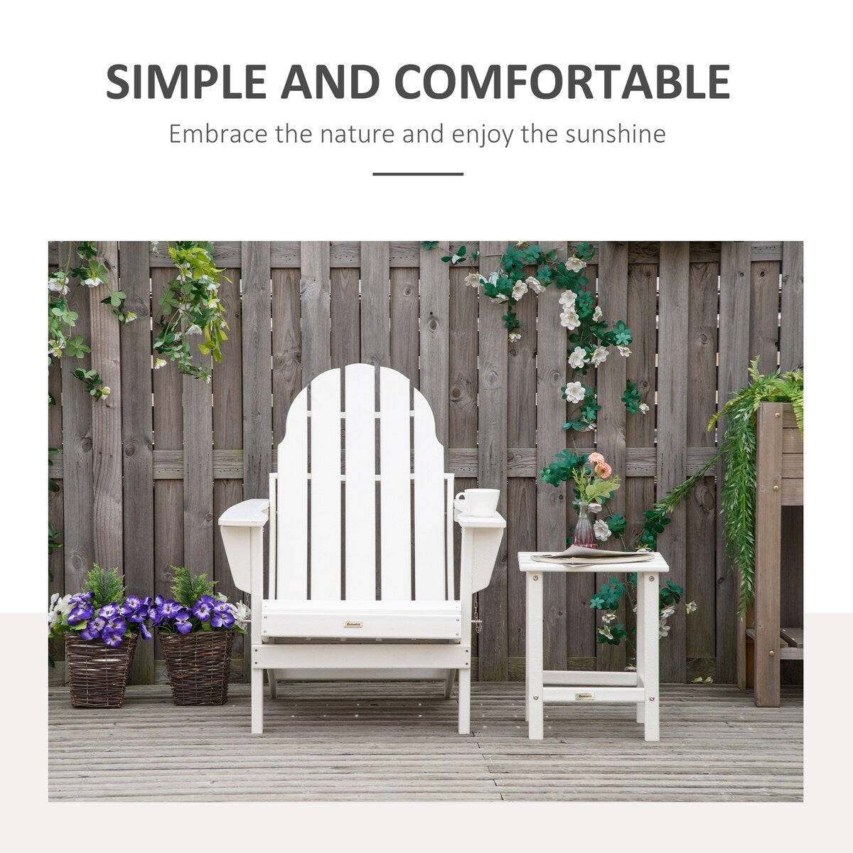 Patio Folding Adirondack Chair,Faux Wood Patio & Fire Pit Chair
