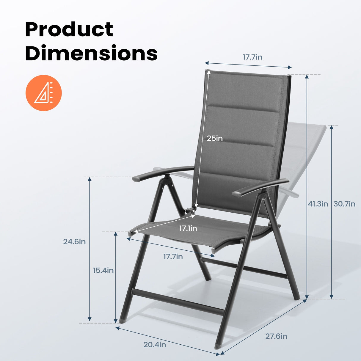 Pellebant Patio Folding Dining Chairs Aluminum Padded Adjustable