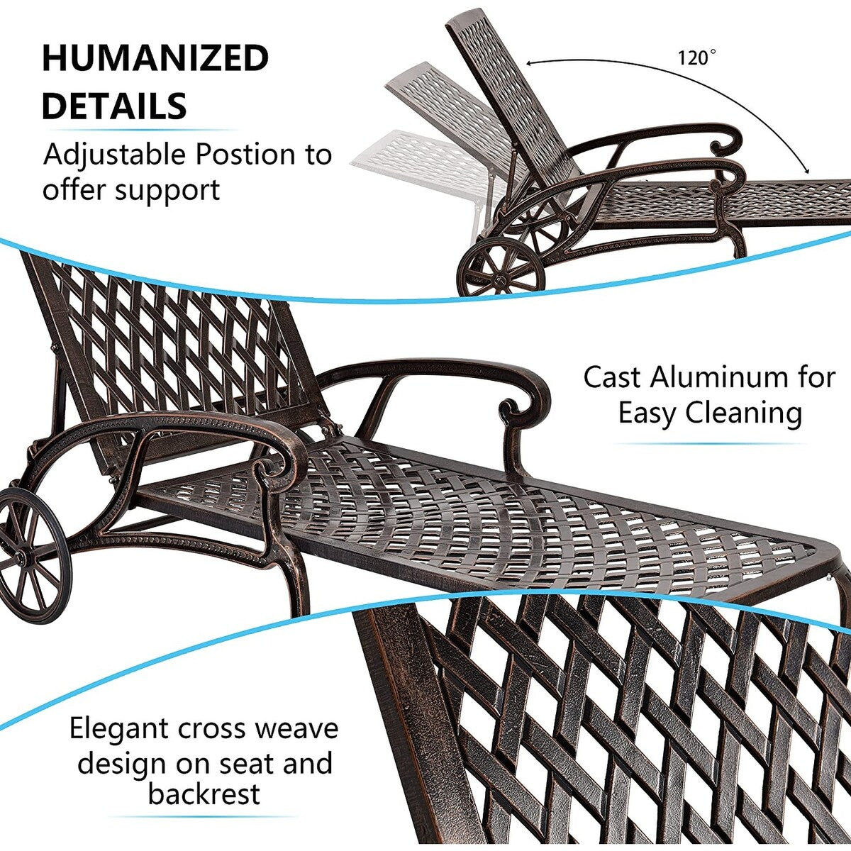 Patio Furniture Aluminium Cast Outdoor lounge chair 1pcs