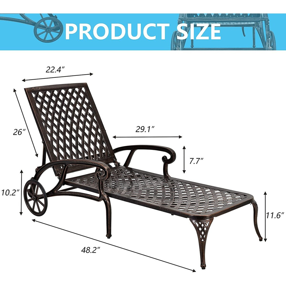 Patio Furniture Aluminium Cast Outdoor lounge chair 1pcs