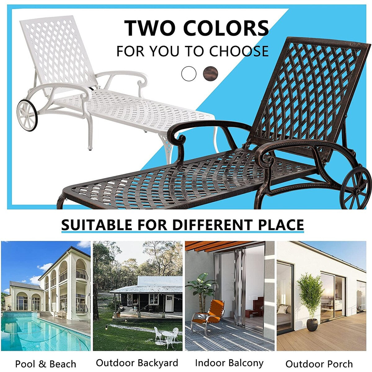 Patio Furniture Aluminium Cast Outdoor lounge chair 1pcs