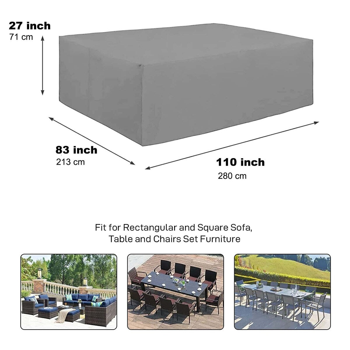 Patio Furniture Cover Waterproof Heavy Outdoor Dining Table Set Cover-fit 8-12 seat
