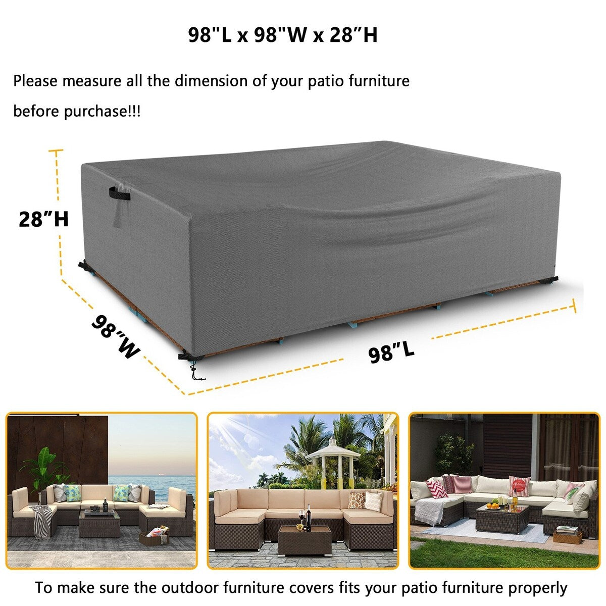 Patio Furniture Cover Waterproof Oxford UV-Resistant & Heavy Duty