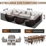 Patio Furniture Covers Fits for 12 Seats Rectangular Outdoor Table