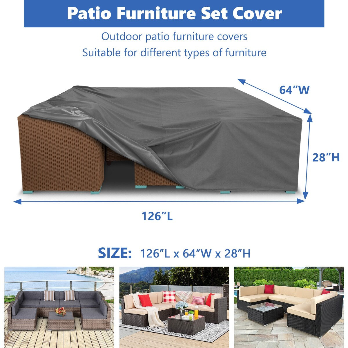 500D Patio Furniture Covers Thickening Outdoor Cover Protective