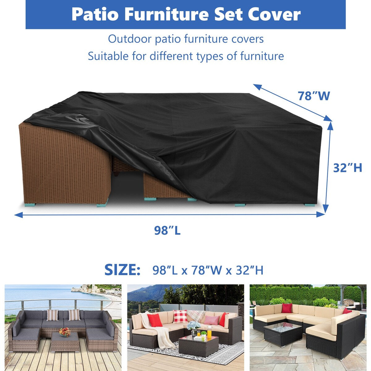 500D Patio Furniture Covers Thickening Outdoor Cover Protective