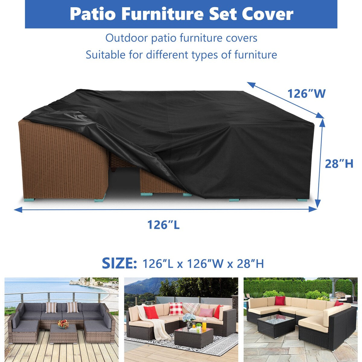 500D Patio Furniture Covers Thickening Outdoor Cover Protective