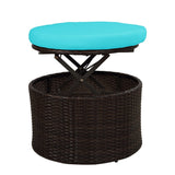 Patio Furniture Round Sectional Sofa Set Rattan Daybed Sunbed with Retractable Canopy