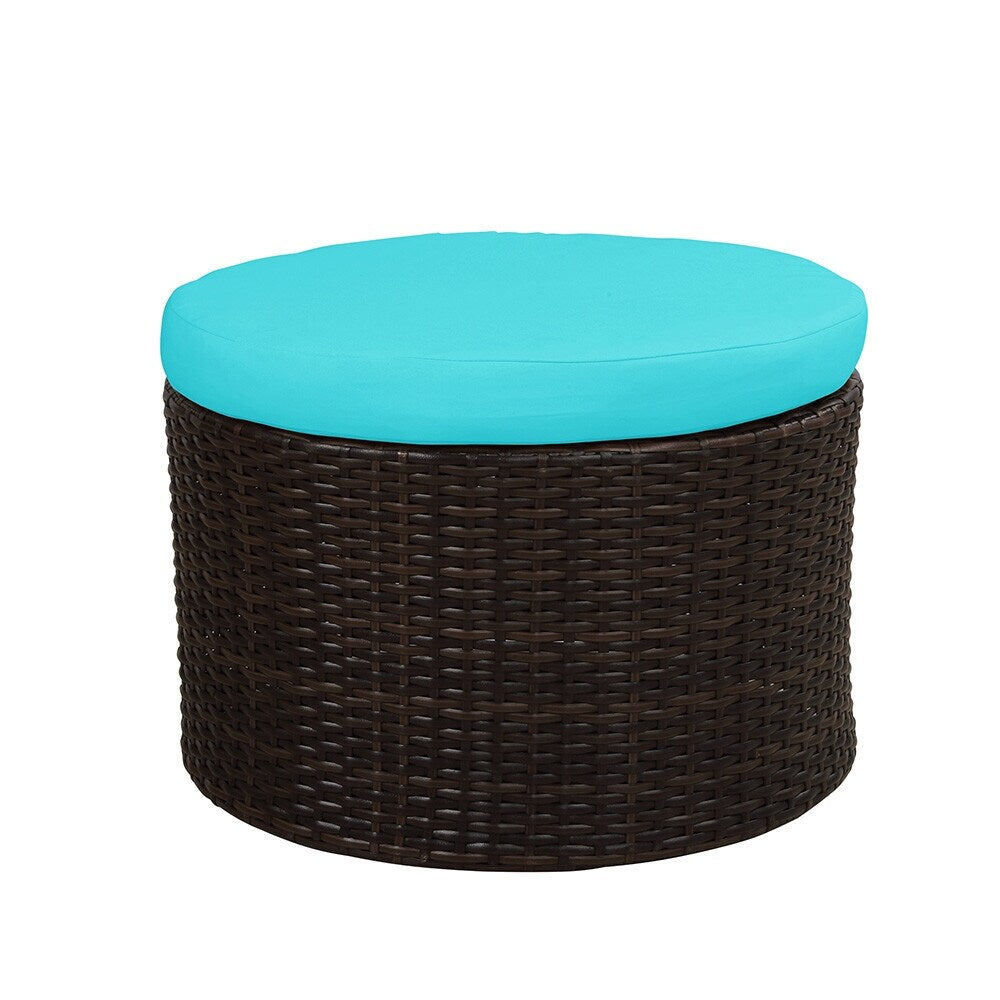 Patio Furniture Round Sectional Sofa Set Rattan Daybed Sunbed with Retractable Canopy