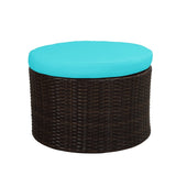 Patio Furniture Round Sectional Sofa Set Rattan Daybed Sunbed with Retractable Canopy