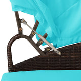 Patio Furniture Round Sectional Sofa Set Rattan Daybed Sunbed with Retractable Canopy