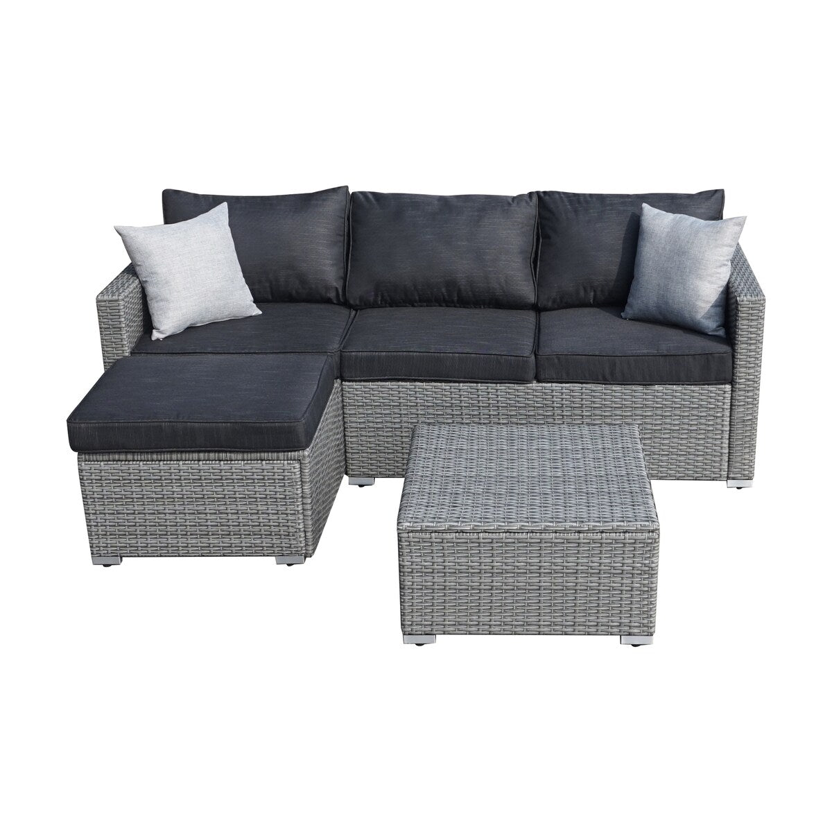 3-piece Outdoor Sectional Furniture All-weather Wicker Patio Conversation sets, Beige