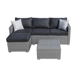 3-piece Outdoor Sectional Furniture All-weather Wicker Patio Conversation sets, Beige