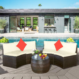 Patio Furniture Sets, Outdoor Half-Moon Sectional Furniture Wicker Sofa Set with Two Pillows