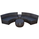Patio Furniture Sets, Outdoor Half-Moon Sectional Furniture Wicker Sofa Set with Two Pillows