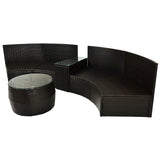 Patio Furniture Sets, Outdoor Half-Moon Sectional Furniture Wicker Sofa Set with Two Pillows