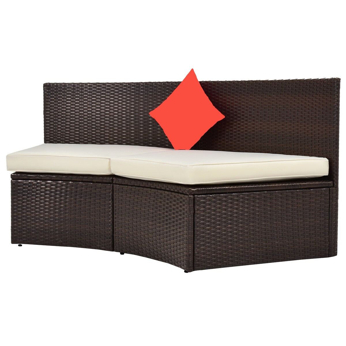 Patio Furniture Sets, Outdoor Half-Moon Sectional Furniture Wicker Sofa Set with Two Pillows