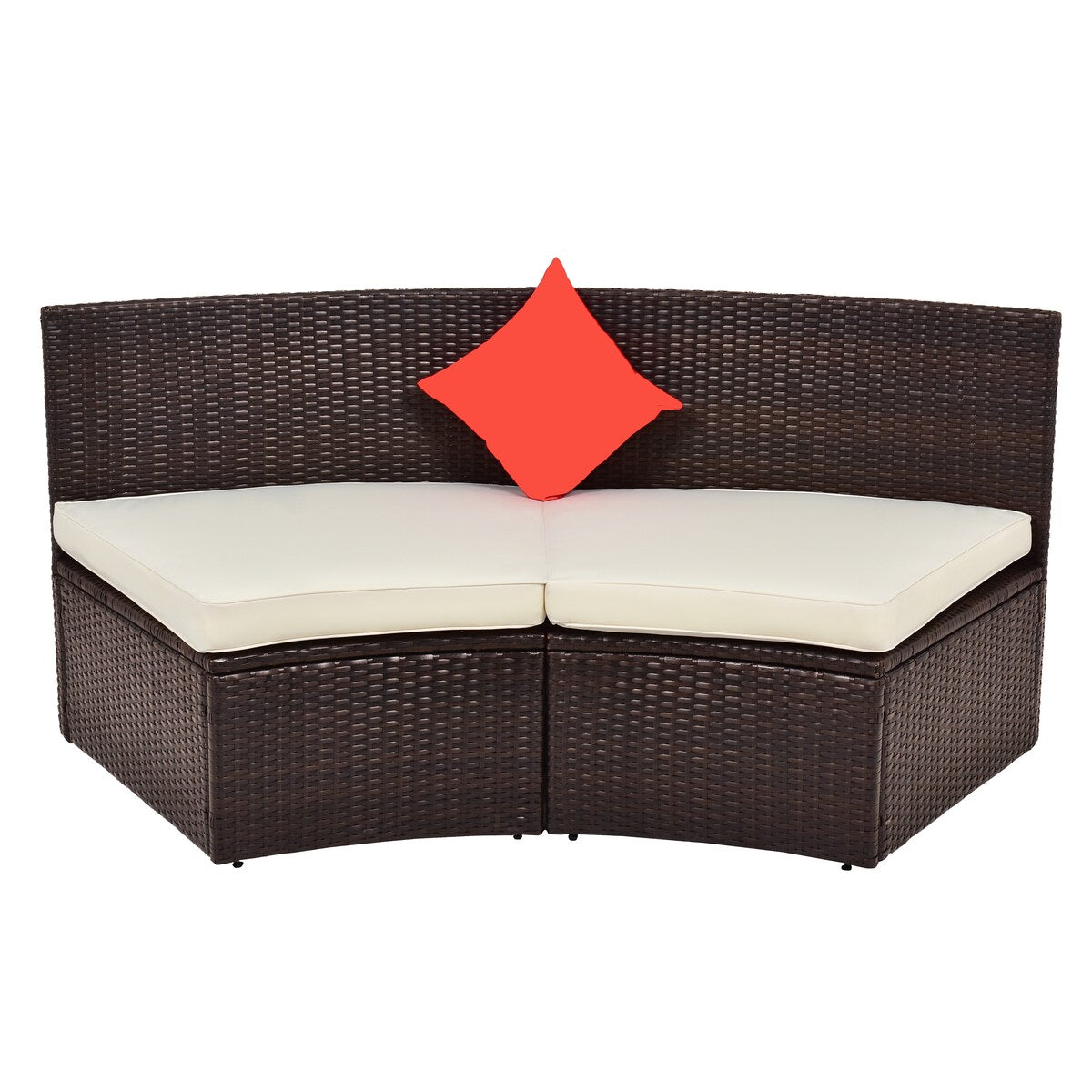 Patio Furniture Sets, Outdoor Half-Moon Sectional Furniture Wicker Sofa Set with Two Pillows